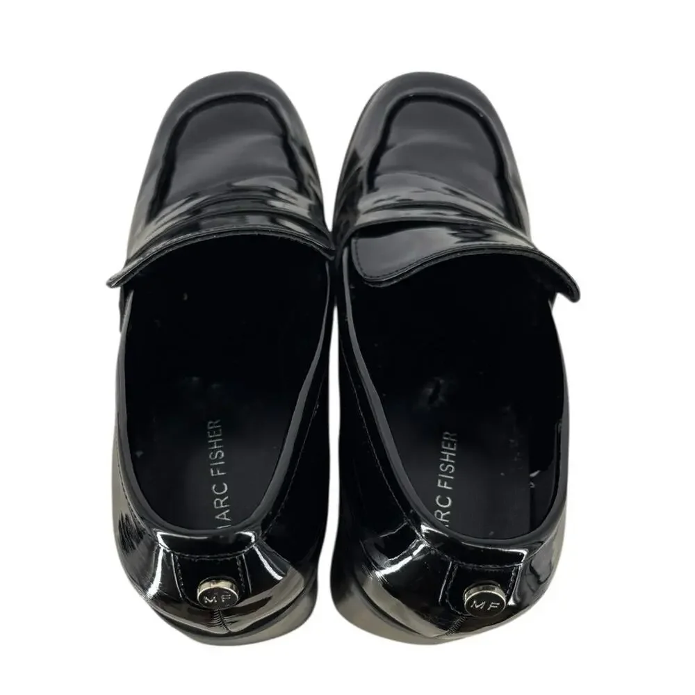 Marc Fisher Kchris Loafer Womens Size 9.5 Black Patent Block Heel